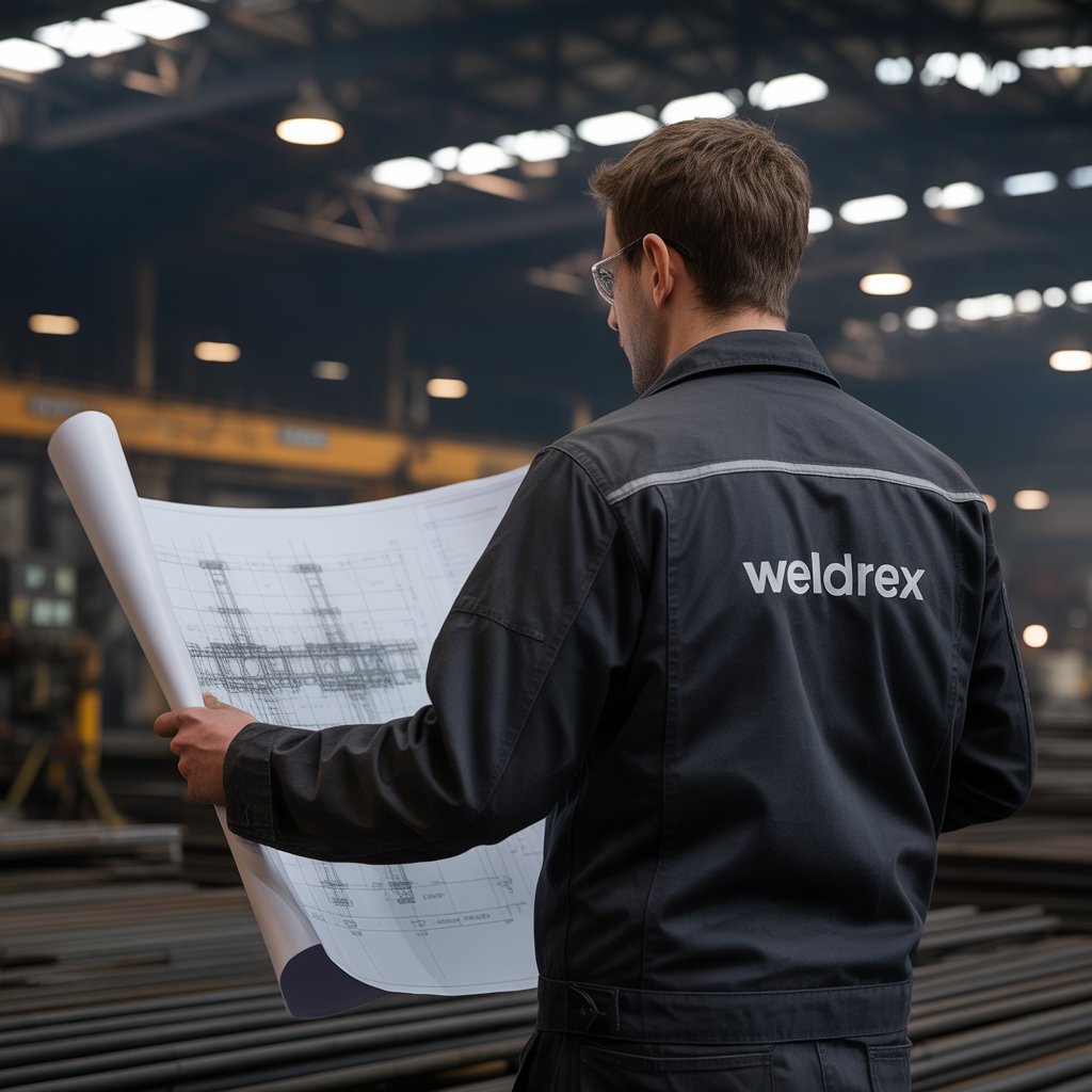 Weldrex certified welding engineer reviewing fabrication project on site